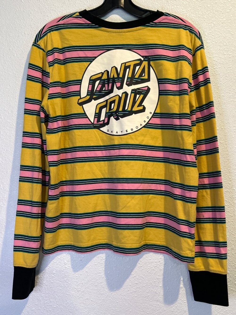 Santa Cruz Skateboards SMALL Long Sleeve Striped Shirt Graphic Retro